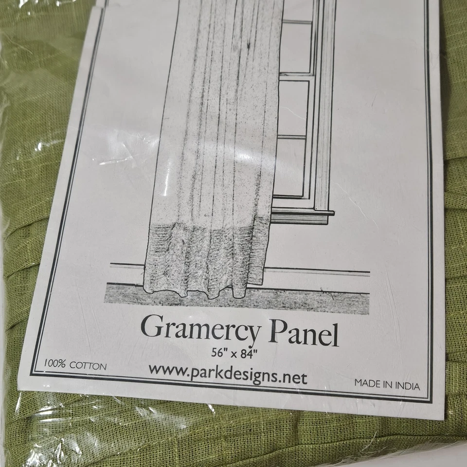 Park Designs Gramercy Curtain Panel 56 X 84 Green Tie Back Window Cotton Full - Image 3 of 4
