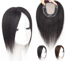 4"x4.7"Hand Crocheted Cap Silk Top-Effect Part Area 100%Human Hair Topper 10~12"