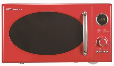 0.9 Cu Ft Red Emerson Retro Countertop Microwave Oven With Grill 800W Red