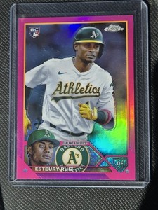 2023 Topps Chrome #99 Esteury Ruiz rookie card RC Pink Refractor Oakland A's