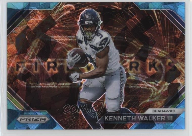 2023 Panini Prizm Fireworks Blue Ice Prizm 76/99 Kenneth Walker III #F-14 0i7z