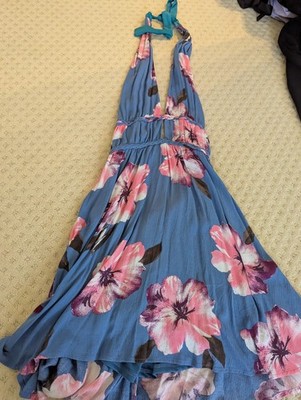 Venus halter topy  Sundress V Neck Blue Coastal Resort Vacation Sz 4