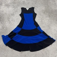 Joseph Ribkoff Colorblock Fit & Flare Mini Dress Womens 6 Black Blue Sleeveless