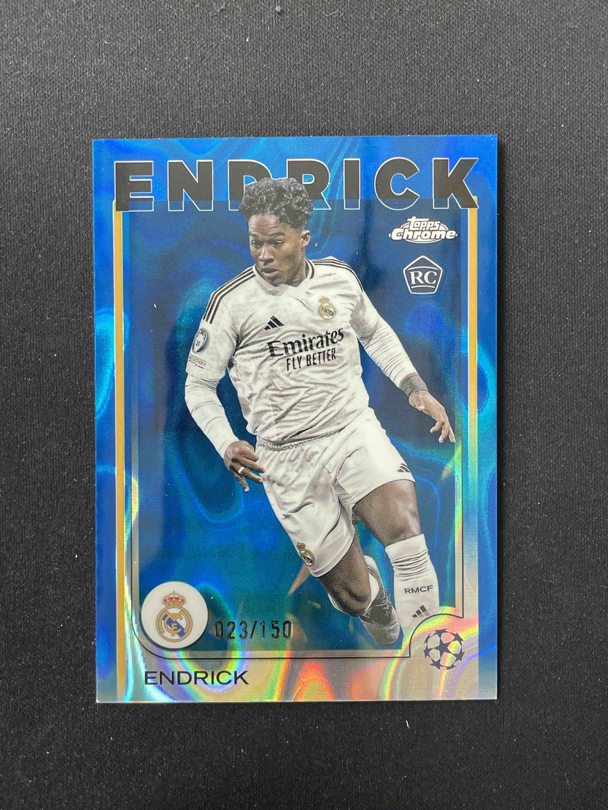 Endrick 2024-25 Topps Chrome UEFA Blue Lava Refractor 023/150 RC #100