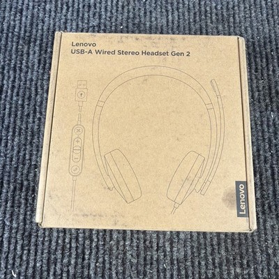 Lenovo USB-A Wired Stereo On-Ear Headset (with Control Box) New In Box