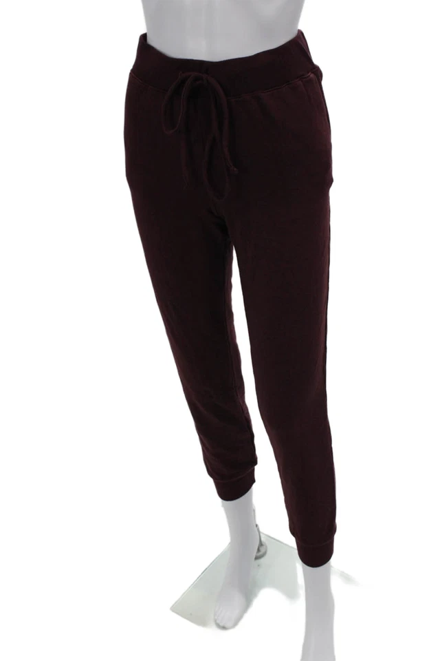 Pantalones de chándal Monrow para mujer con cordón cintura pierna cónica borgoña talla M Foto 2 de 4