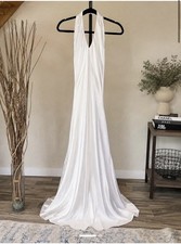 Show Me Your Mumu Lisa Maxi Dress Women Small White Luxe Satin Self Lined Halter