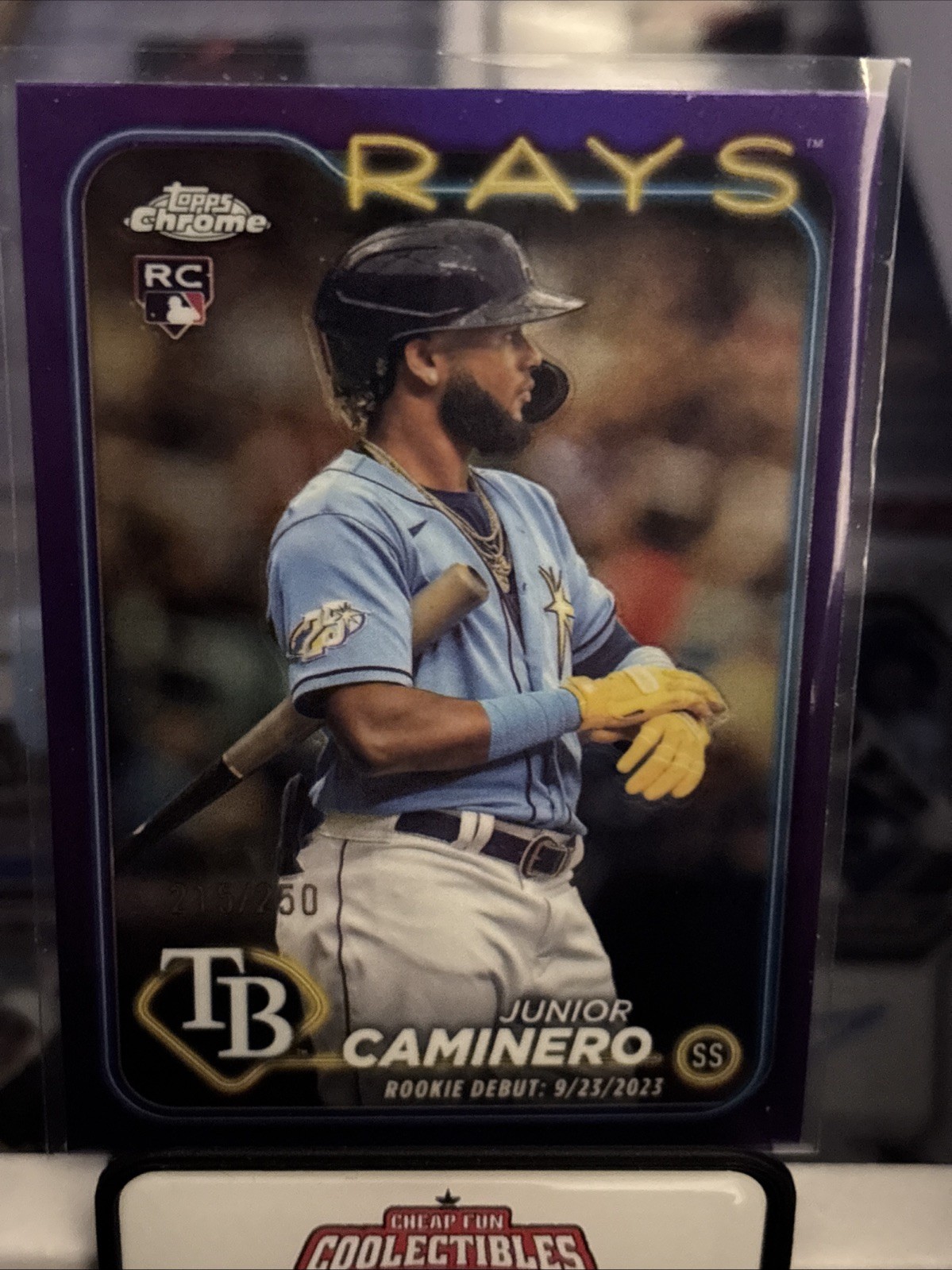 2024 Topps Chrome Update Rookie Debut Junior Caminero Purple Refractor /250