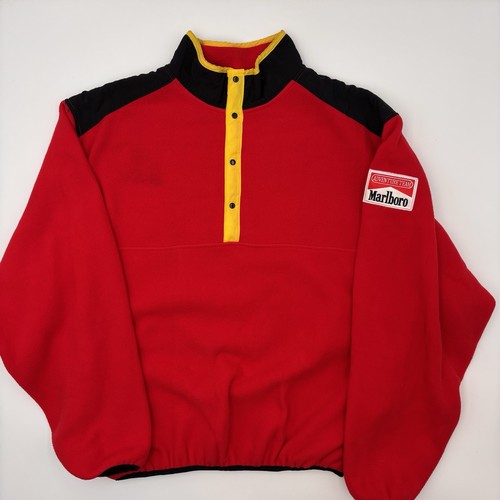Marlboro, Vintage Marlboro Adventure Team Fleece Pullover Jacket XL Red Snap 90s Outdoor