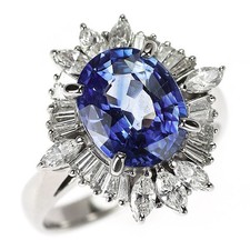 Pt900 Sapphire Diamond Ring 3.64ct 0.96ct - Auth free shipping from Japan- Auth 