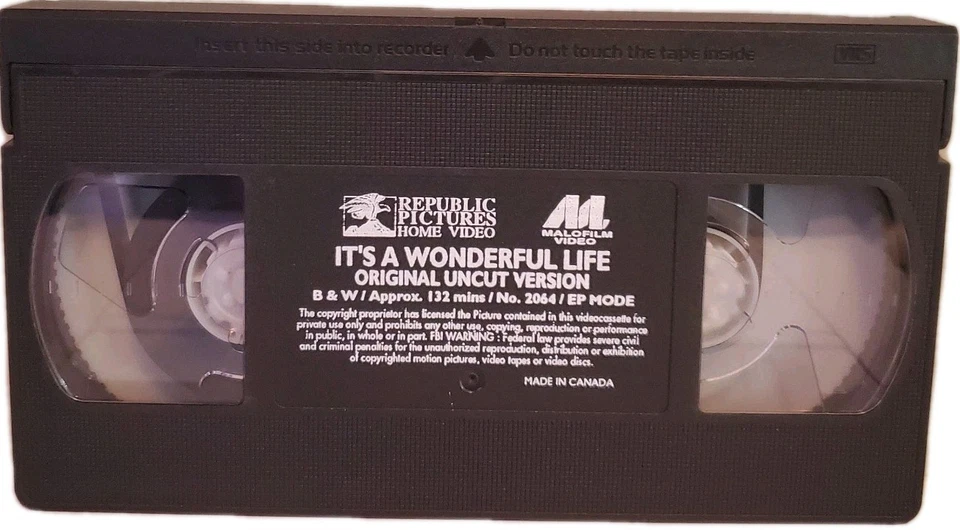It's A Wonderful Life VHS- Original Uncut Black & White Version  - Image 3 of 3