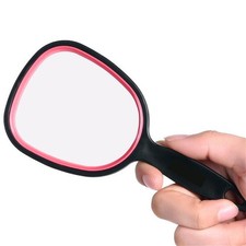 mpowtech Small Handheld Mirror with Handle for Women 6.1"L x 3"W, Red black