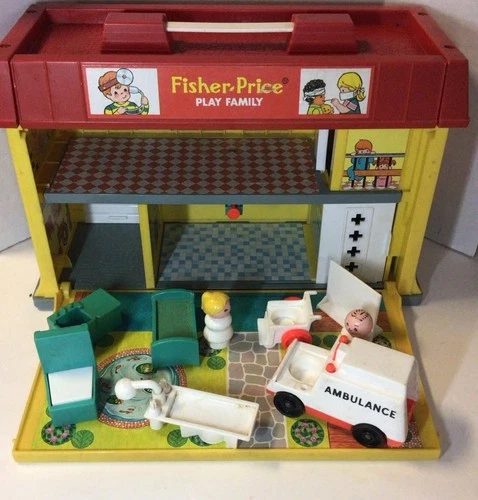 Vintage Fisher-Price Play Family Children's Hospital With Some Accessories