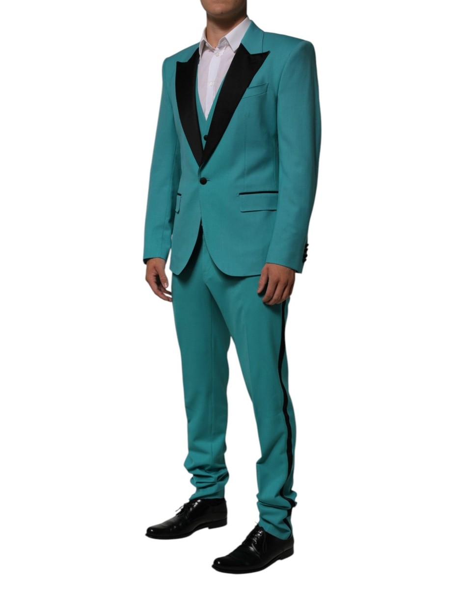 Dolce & Gabbana Cyan 3 Piece Wool Silk Blend Suit Men's SICILIA | eBay