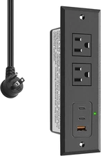 Recessed Power Strip with Two USB-C Ports, Fast Charging USB a Port Desk O