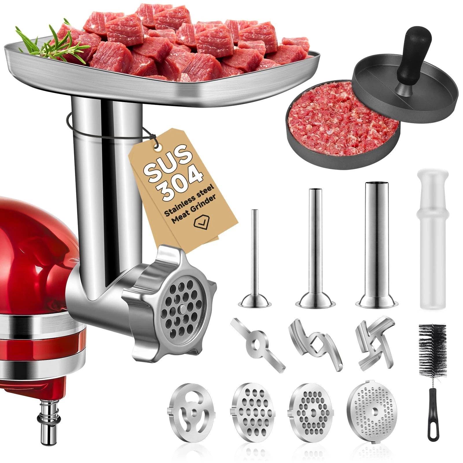 Meat Grinder Attachment for Kitchen Aid Stand Mixer, Food Attachment Included...