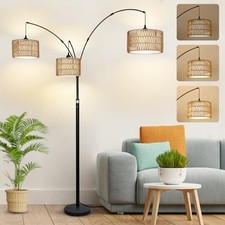 Arc Floor Lamps for Living Room, Farmhouse Boho Floor Lamp for Bedroom, Black