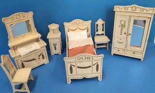 Mobili camera da letto casa delle bambole casa delle bambole armadio letto lavabo sedie legno