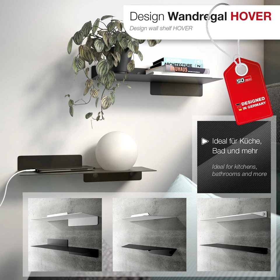 Wandregal Hängeboard HOVER Schwebeboard für Toniebox Regal für Küche Bad SOTECH - Bild 3 von 4
