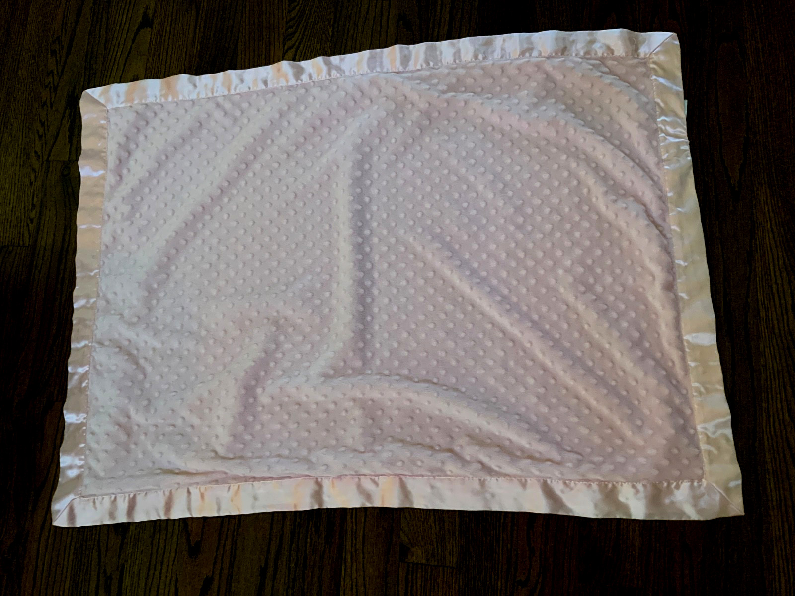 Soft pink crib blanket lovey Katie Little Kidsline Satin Trim Bumps Velour 40x30
