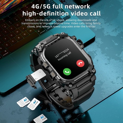 2,06" LOKMAT APPLLP 7 Max 4G AI Smartwatch 3GB+32GB Herzfrequenz Monitor NFC GPS - Afbeelding 4 van 23