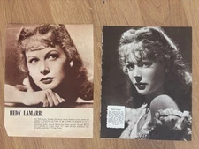 Vintage Magazine Clippings 1940s HEDY LAMARR  film star LOT x2 8x10 D5
