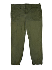 Old Navy Women's 16 Green Twill Pixie Ankle Pants Preppy Academia Everyday