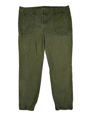 Old Navy Women's 16 Green Twill Pixie Ankle Pants Preppy Academia Everyday