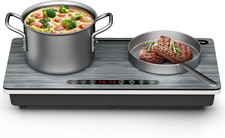 1800W Double Induction Cooktop with Wood Grain, Dual Burners  Touch Control