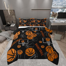 Orange Basketball Comforter Set,Sports Basketball Bedding Set for Kids Girls Boy
