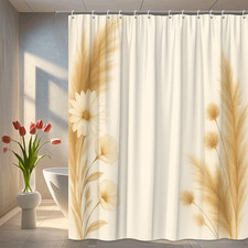 Floral Shower Curtain with Elegant Design and Soft Colors