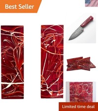 Red Knife Handle Scale Blanks Arylic Set 5.2In by 1.6In by 0.25In, Resin Grips M