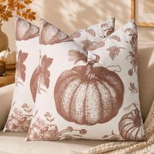 Fall Pillow Cover 18x18 Set of 2 Rust Pumpkin Decor Throw Pillow Cases Seasonal