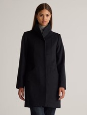 Quince Women's Italian Wool Cocoon Coat Black Size L Large NWT