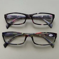 2 Pairs Of Women Readers 1.25+ Purple Multi Color