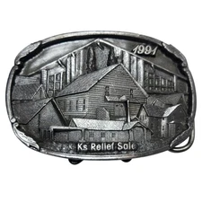 1991 Kansas Relief Sale Belt Buckle McPherson Newton Mennonite Buhler Moundridge