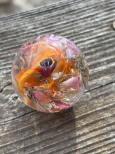 handmade art glass marble  Orange Reclamation  By Sara Sally LaGrand