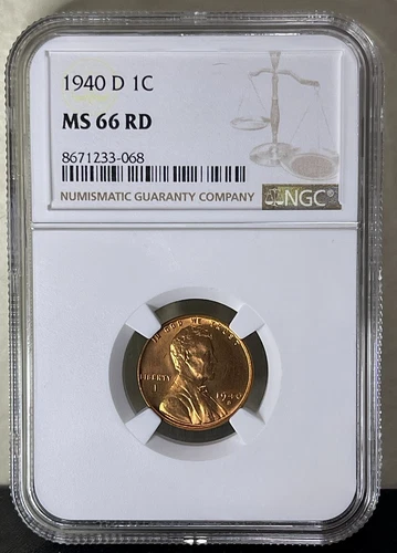 1940-D Lincoln Wheat Cent NGC MS66 RD-GEM BU-Superior Strike!