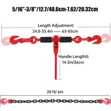 2X 5/16"-3/8"Chain And Binder Kit Ratchet Load Binder 10/20FT G80 Chains Hauling
