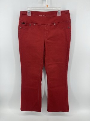 DG2 by Diane Gilman Pull On Slimming Comfort Waist Pants Womens Large Petite Red