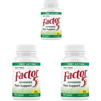 3PC Med Free Living Factor 5 Natural Joint & Muscle Support Complex 120 Capsules