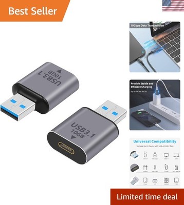 Sleek 10Gbps USB C to USB A Adapter - Ideal for Laptops & Smartphones 2-Pack