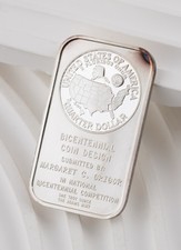 Vintage Adams Mint Bicentennial Coin Design Margaret Grigor 1 oz Silver 403b 105.26 per troy oz