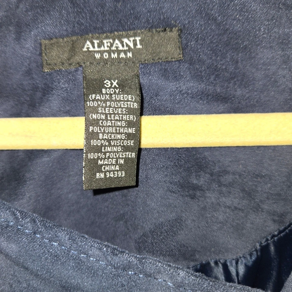Chaqueta Alfani Mujer 3X Imitación Gamuza Moto Blazer Negro Manga Asimétrica Foto 3 de 4