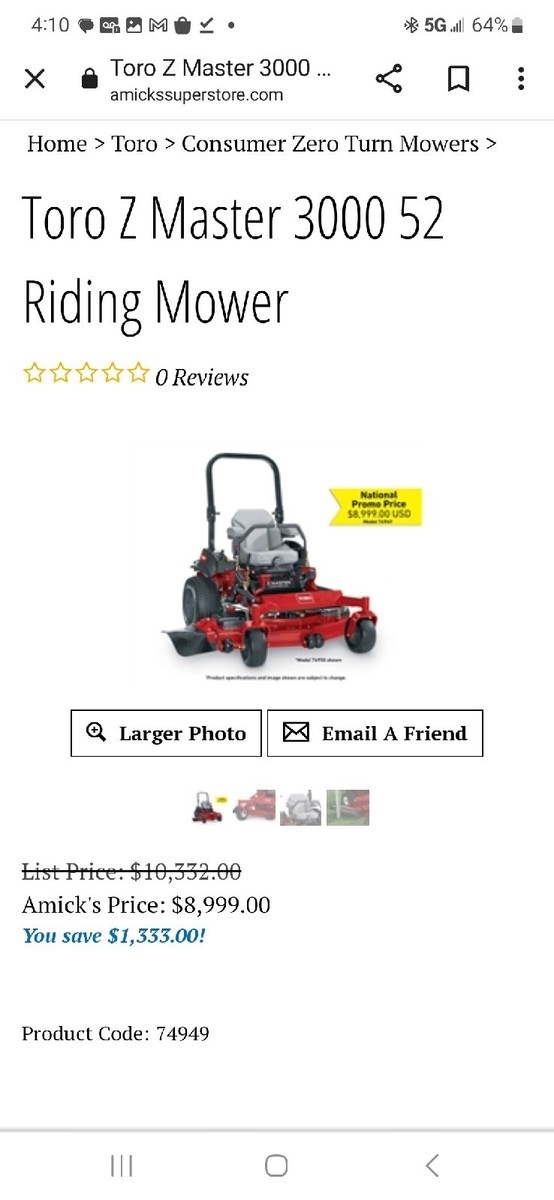 No.57 Toro 74949 Zero Turn Mower | eBay
