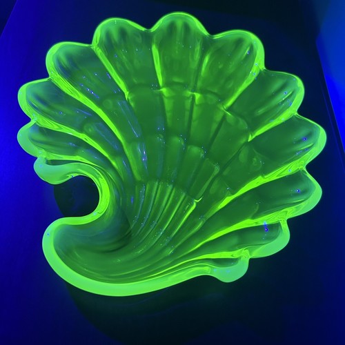 Duncan Miller Large 9” Sanibel Canary Yellow Vaseline & Milk Scalloped Shell - Picture 1 of 16