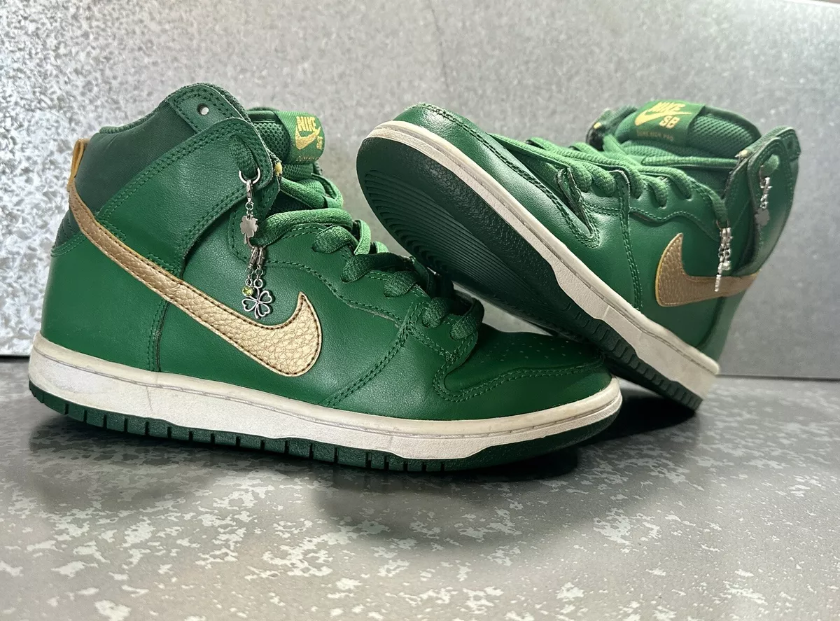 St. Patrick’s Patty’s Day Nike Dunk High Pro SB Size: 6.5 M / 8 W Clover Charms