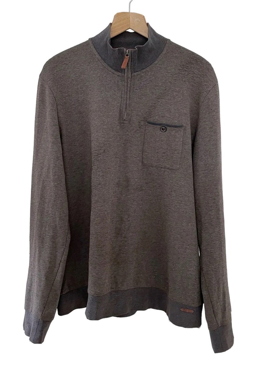 Ted Baker London Men's Sz XXL Brown 1/4 Zip Pullover Sweater Ted Sz