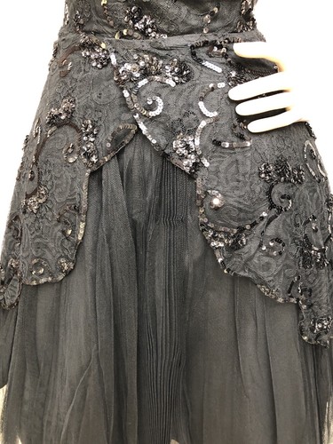 VTG 1950s Harvey Berin SEQUIN-LACE-TULLE SWEETHEART BODICE Cocktail Dress XS - Picture 6 of 16