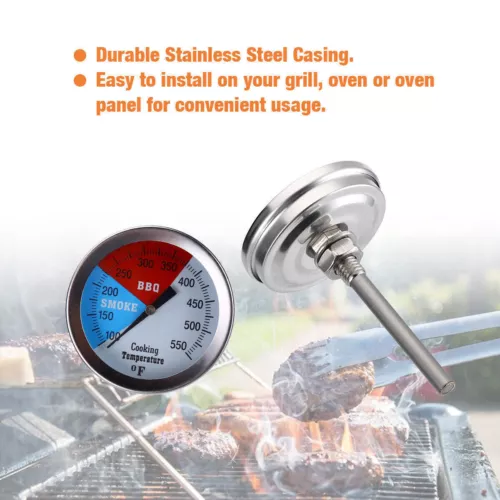 2 PCS Temperature Thermometer Gauge BBQ Grill Smoker Pit Thermostat Food Cooking - Picture 6 of 9